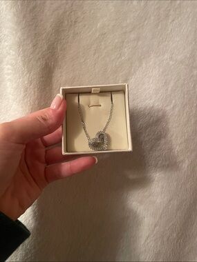 Swarovski Silver Heart Pendant Necklace with Clear Crystals
